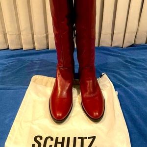Schultz over the knee boot reddish brown